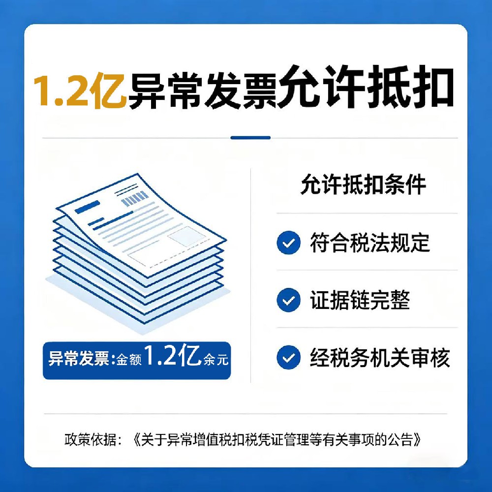 异常发票1.2亿，允许抵扣